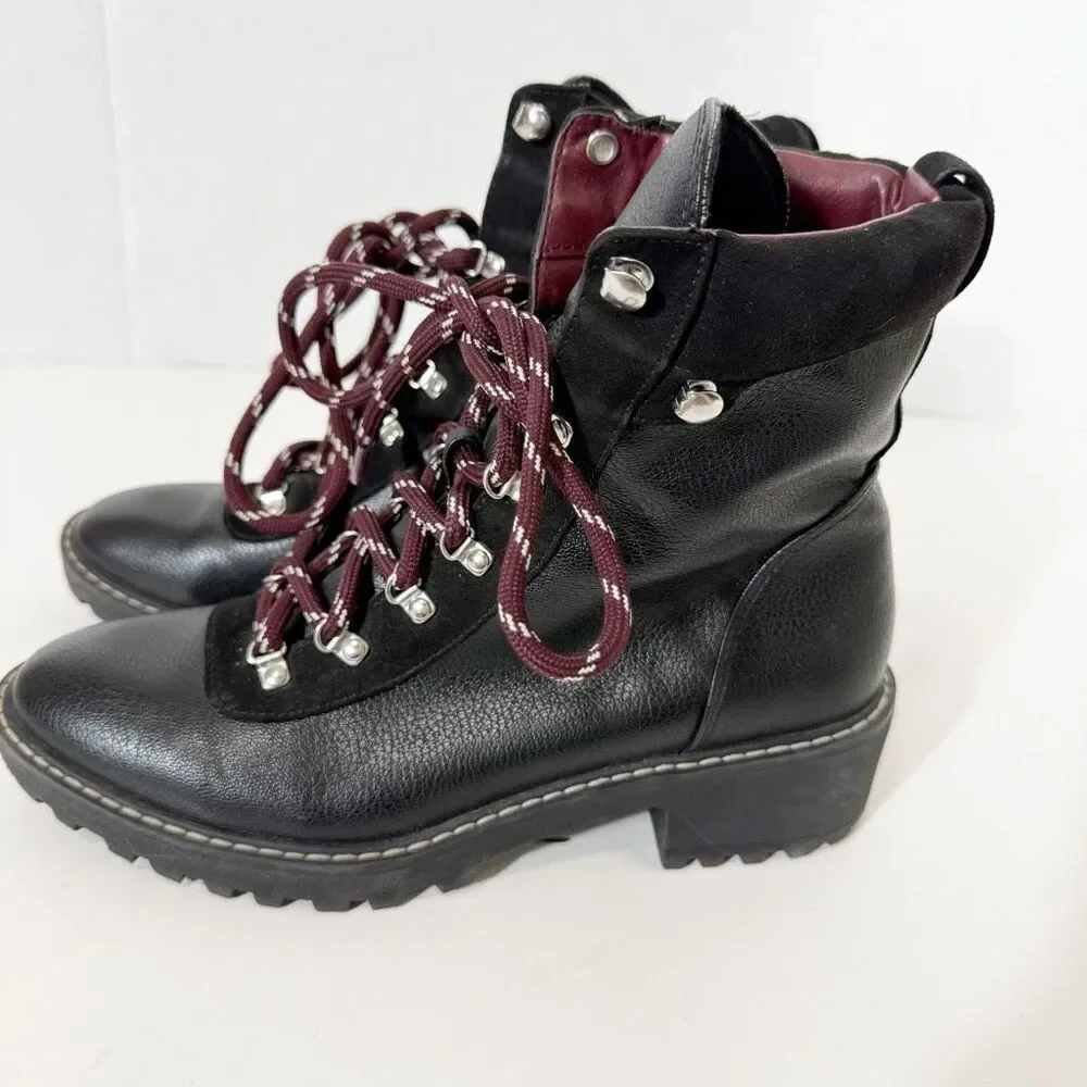 H&M Women’s Black Lace Up Fleece Lined Goth Chunky Combat Ankle Boots‎ Size 6